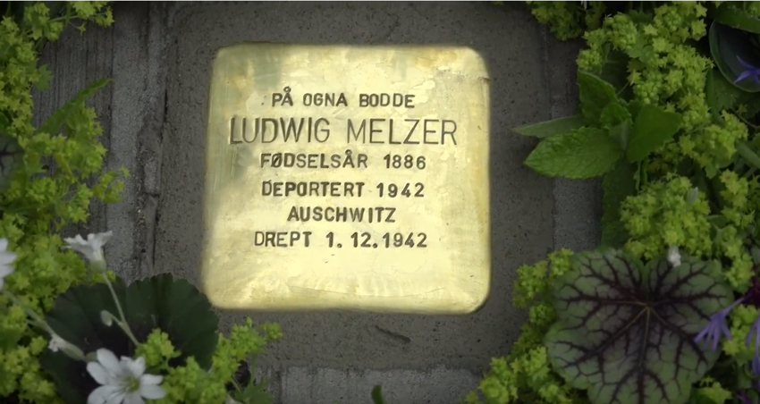 Film frå nedlegging av Snublestein for Melzer